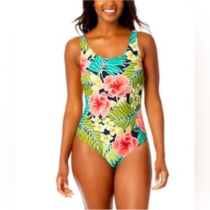 Hurley Ladies One-piece UPF 50+4 Way Stretch Bikini Swimsuit Pink  Floral XS.⛱️